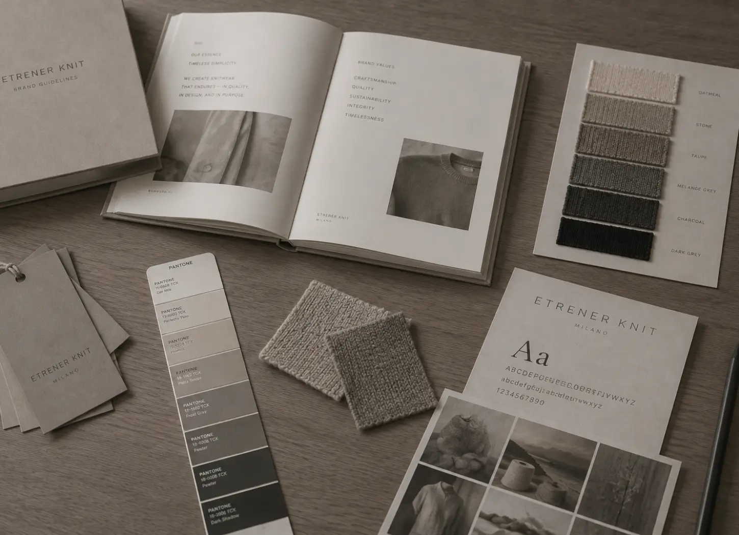 Brand advisory and visual identity support for ODM knitwear private label clients