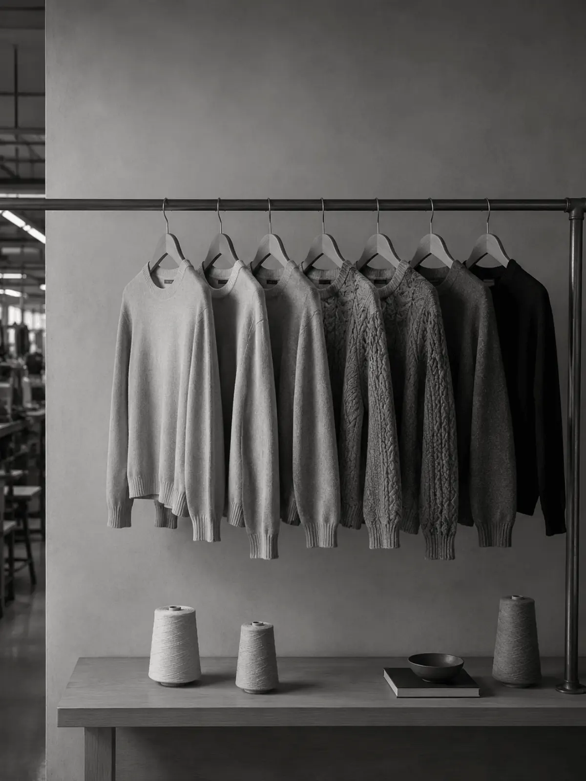 Flat lay of a private label knitwear collection developed by EtrenerKnit for an ODM client