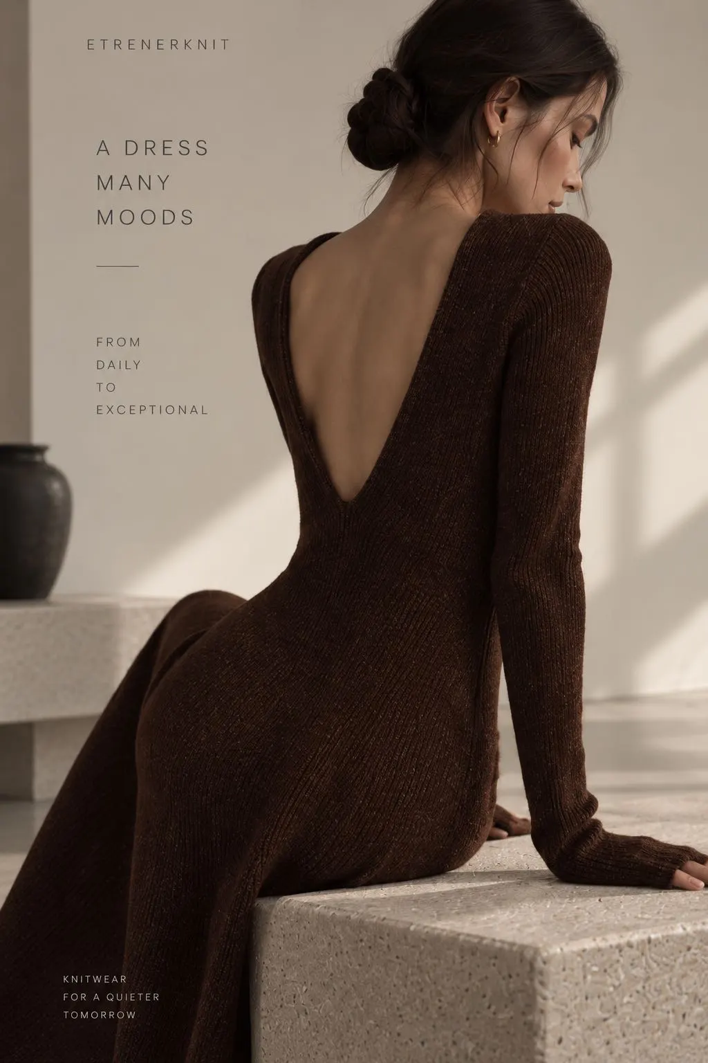 Backless ribbed knit dress developed for a client brand