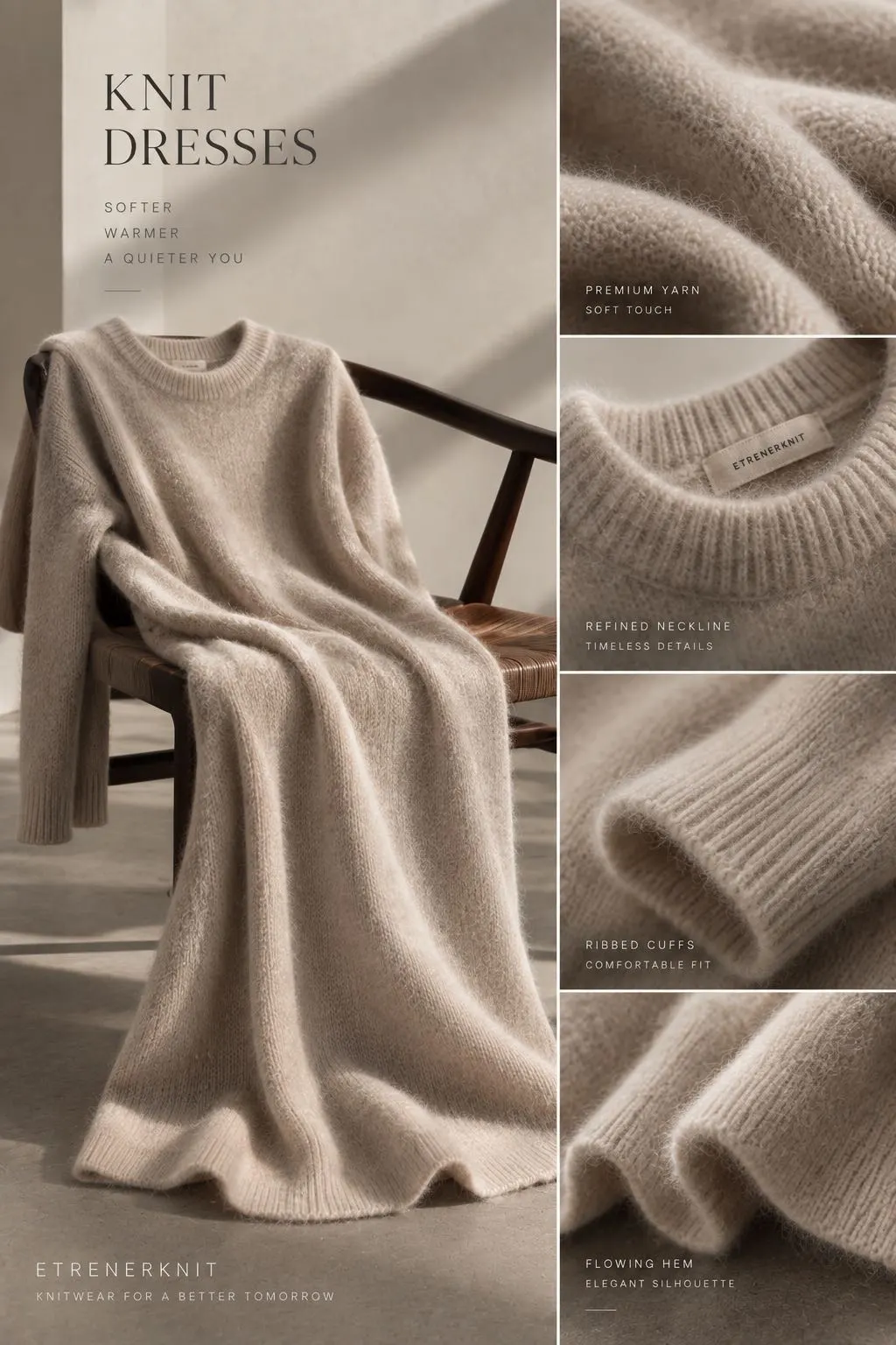 Women's relaxed wool blend sweater dress