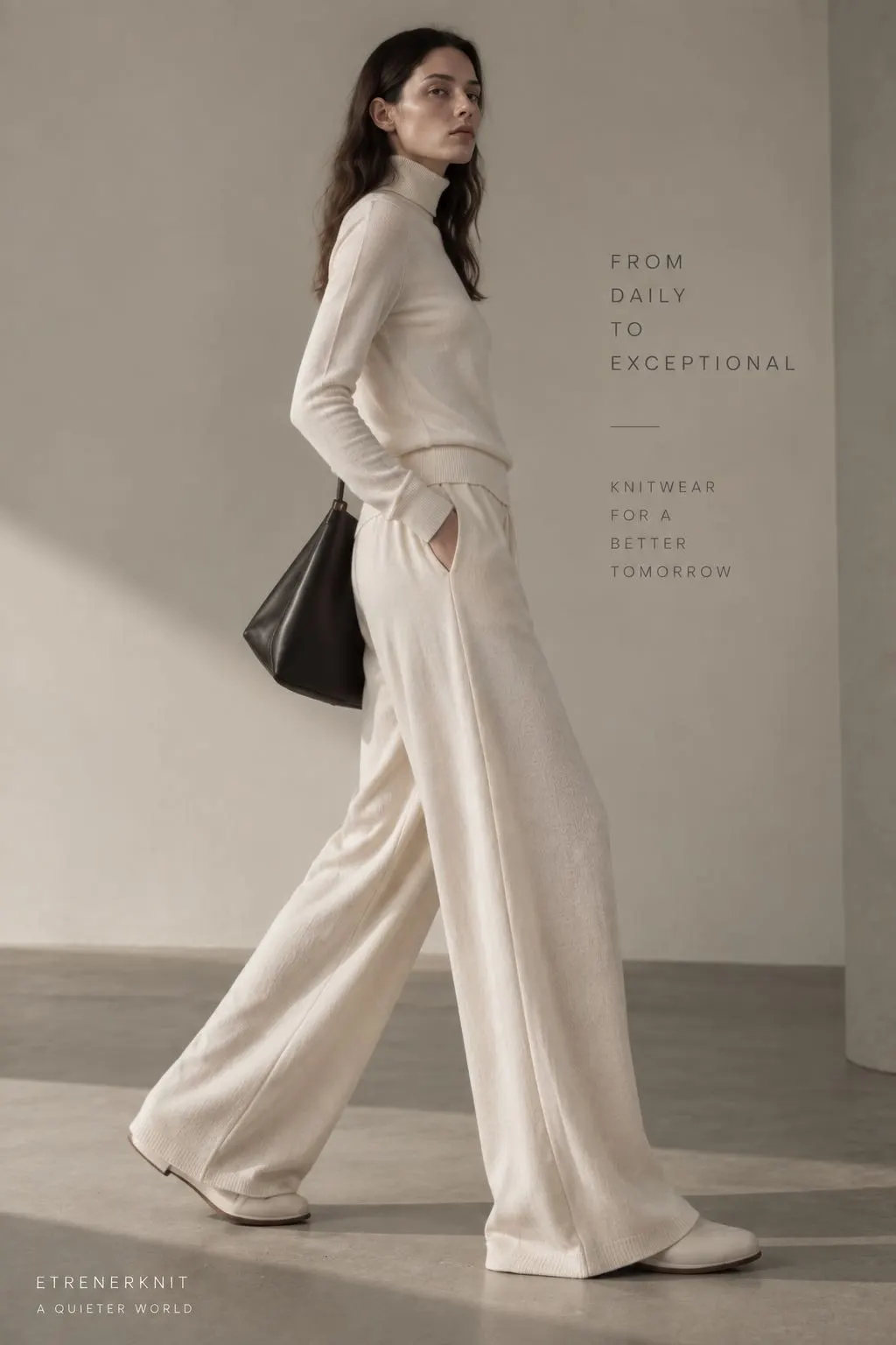Women's wide-leg merino wool knit trousers
