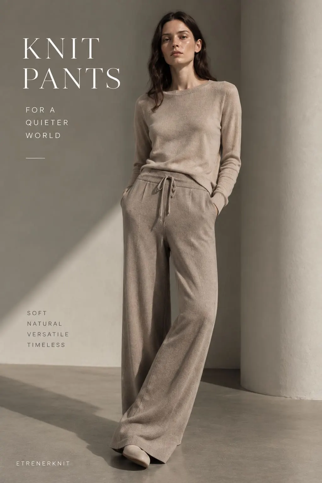 Women's wide-leg rib knit pants, wholesale